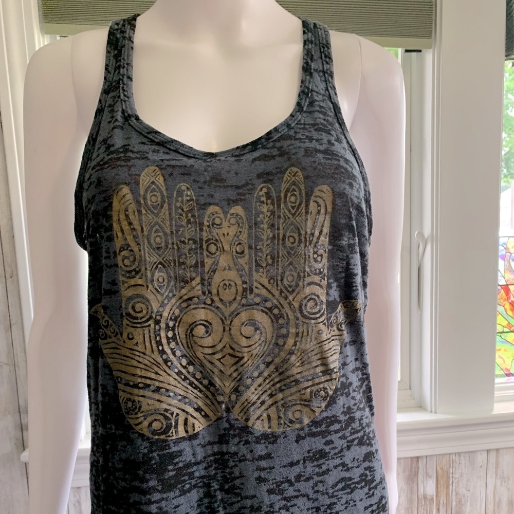 Burn-out Black “Protect” Racerback tank- L